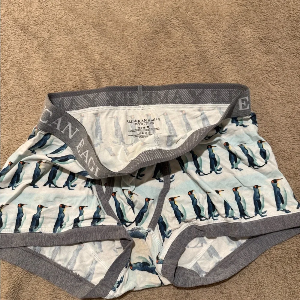 American Eagle Outfitters Penguin Print Boxer Briefs - Blue and Gray - Picture 2 of 2
